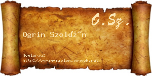 Ogrin Szolón névjegykártya
